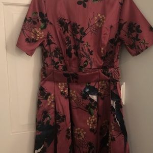 Shantung silk print dress